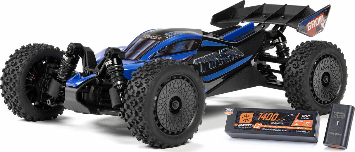TYPHON GROM 223S BLX Brushless 4X4 Small Scale Buggy RTR with DSC (Battery & Charger included), Blue