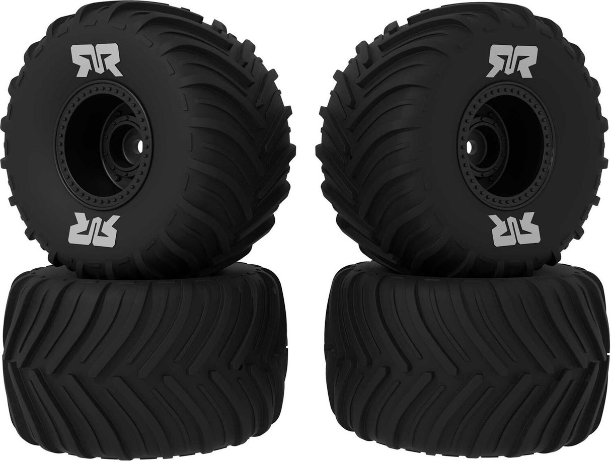 dBoots Chevron Mounted Tire Set Glued, Black (2 Pairs): GROM