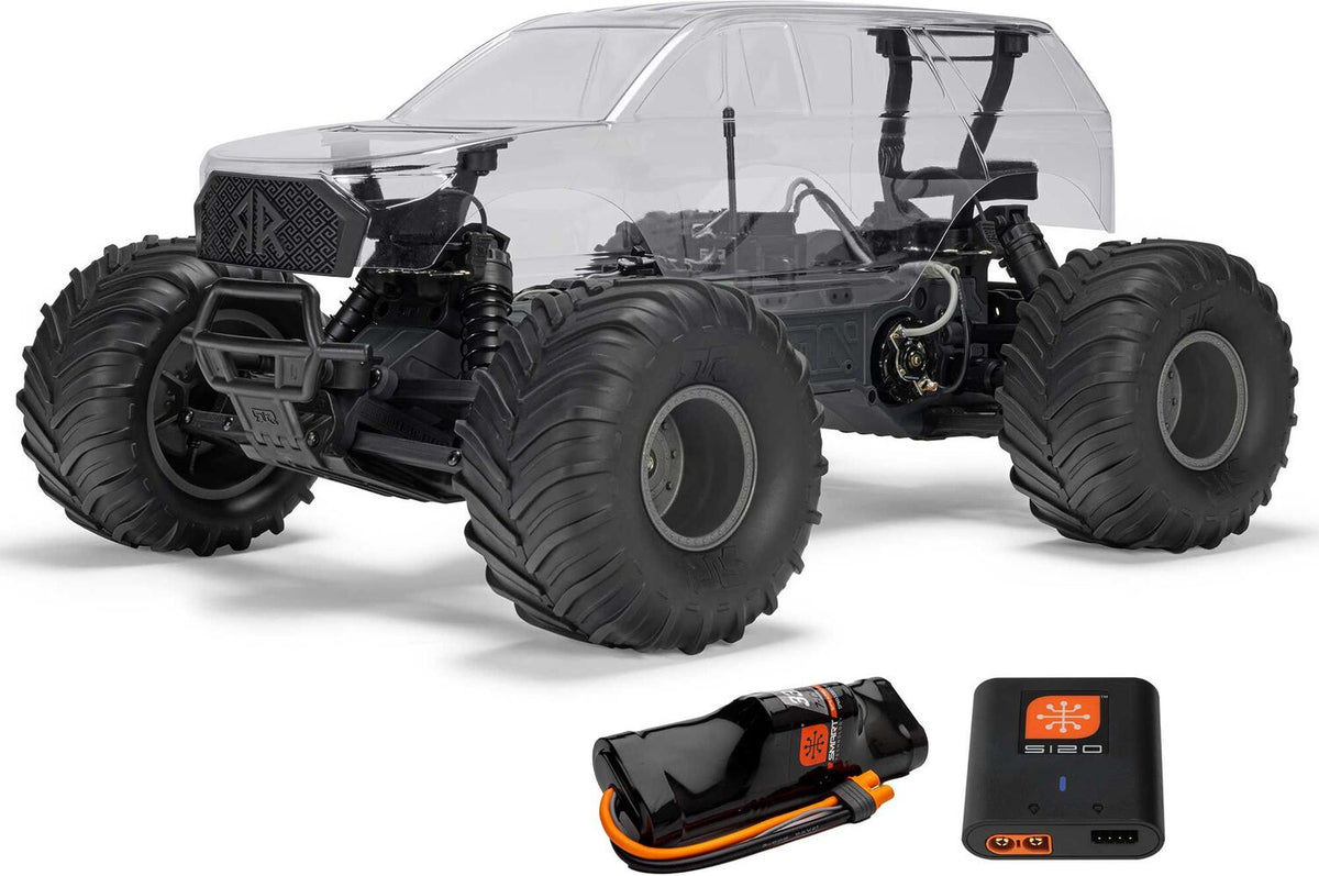 1/10 GORGON 2WD RTA Kit Brushed Monster Truck (Battery & Charger Included), Clear
