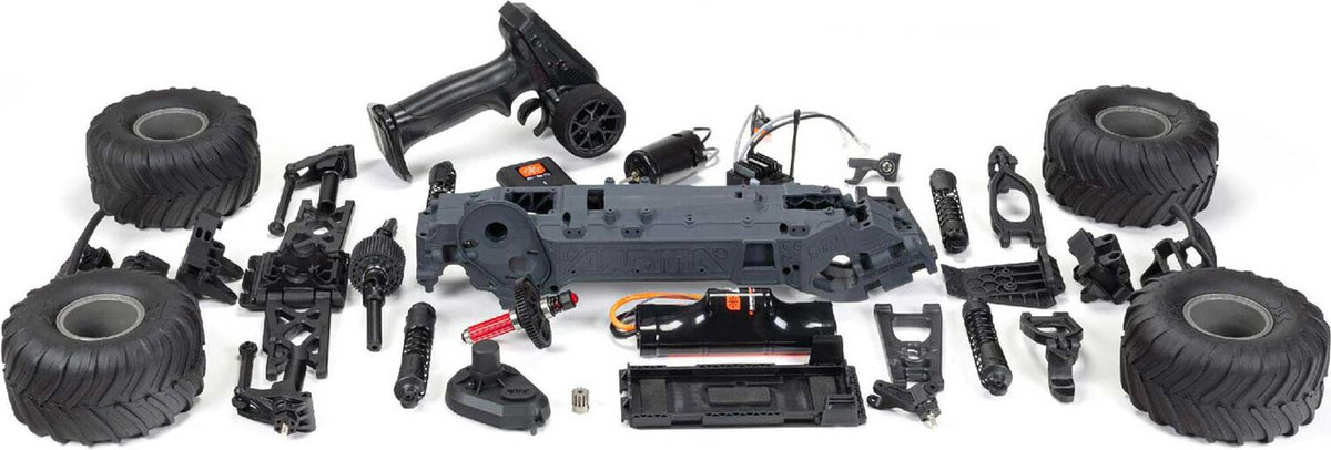 1/10 GORGON 2WD RTA Kit Brushed Monster Truck (Battery & Charger Included), Clear