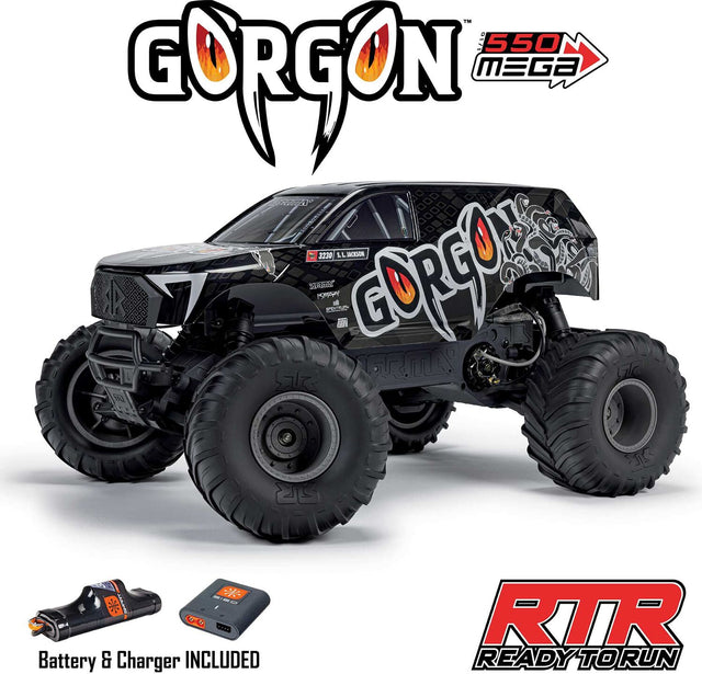 1/10 GORGON 2WD RTR Brushed Monster Truck (Battery & Charger Included), Gun Metal