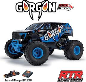 1/10 GORGON 2WD RTR Brushed Monster Truck (Battery & Charger Included), Blue
