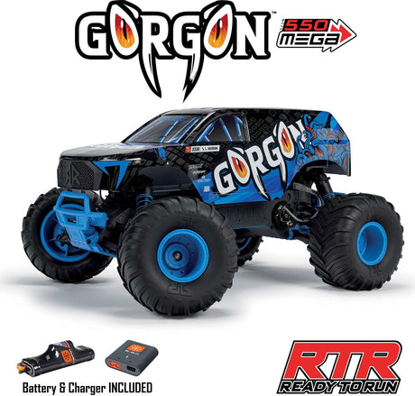 1/10 GORGON 2WD RTR Brushed Monster Truck (Battery & Charger Included), Blue