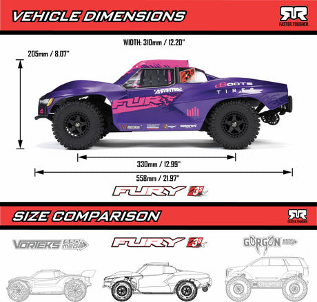 1/10 FURY 223S BLX Brushless 2WD Short Course Truck RTR with DSC, Purple