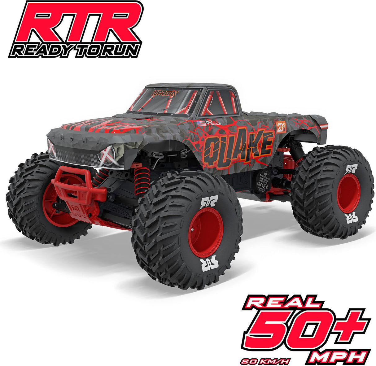 1/10 QUAKE 223S DSC 2WD RTR Brushless Monster Truck, Red