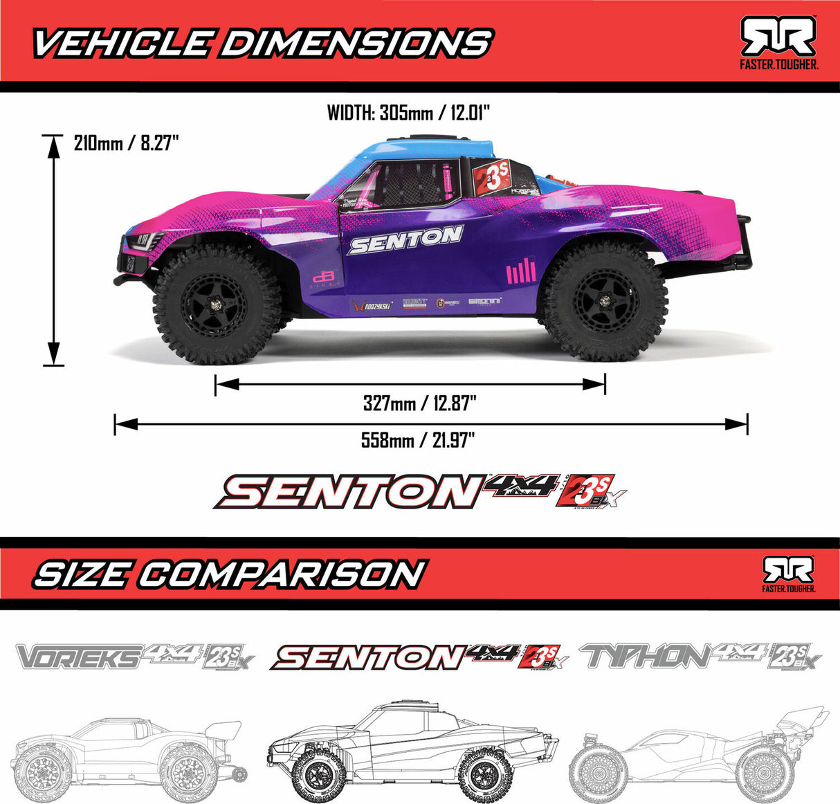 1/10 SENTON 223S BLX Brushless 4X4 Short Course Truck RTR with DSC, Yellow