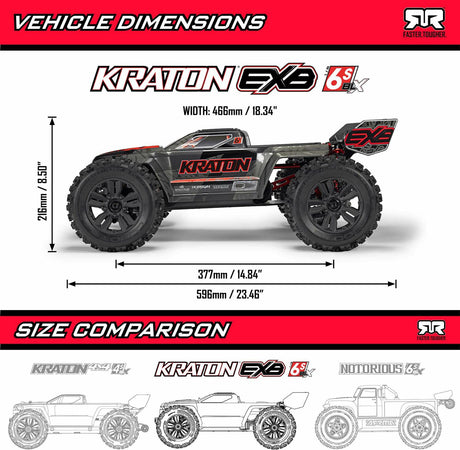 1/8 KRATON 6S EXB 4X4 RTR Brushless Speed Truck, BLACK