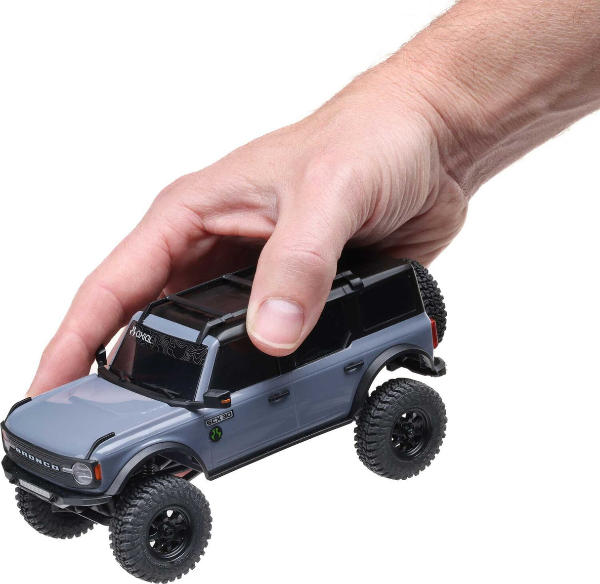 1/30 SCX30 Ford Bronco 4X4 RTR Brushed Rock Crawler (Battery & Charger Included), Gray