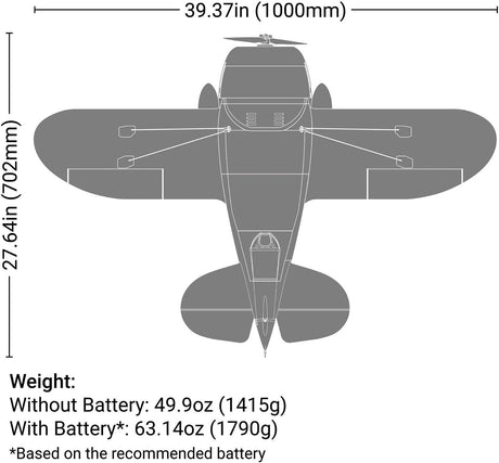 Gee Bee R-2 1.0m BNF Basic with AS3X+ and SAFE Select