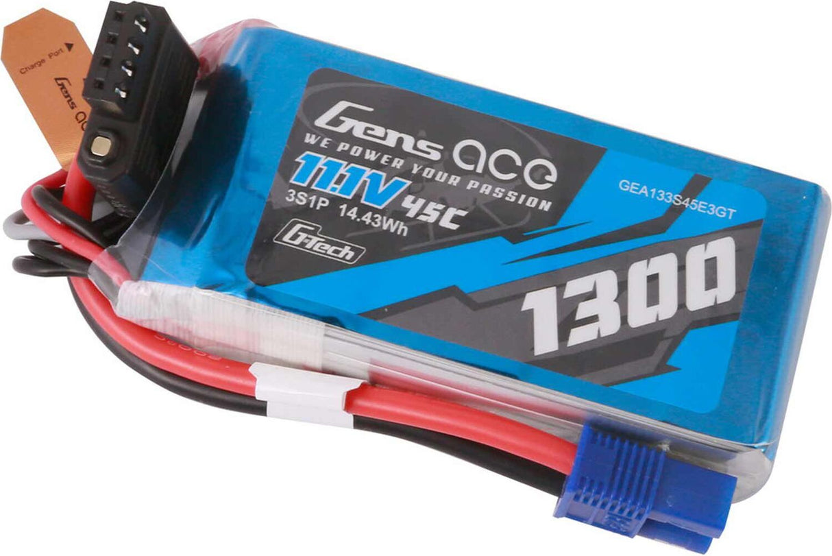11.1V 1300mAh 3S 45C G-Tech LiPo Battery: EC3