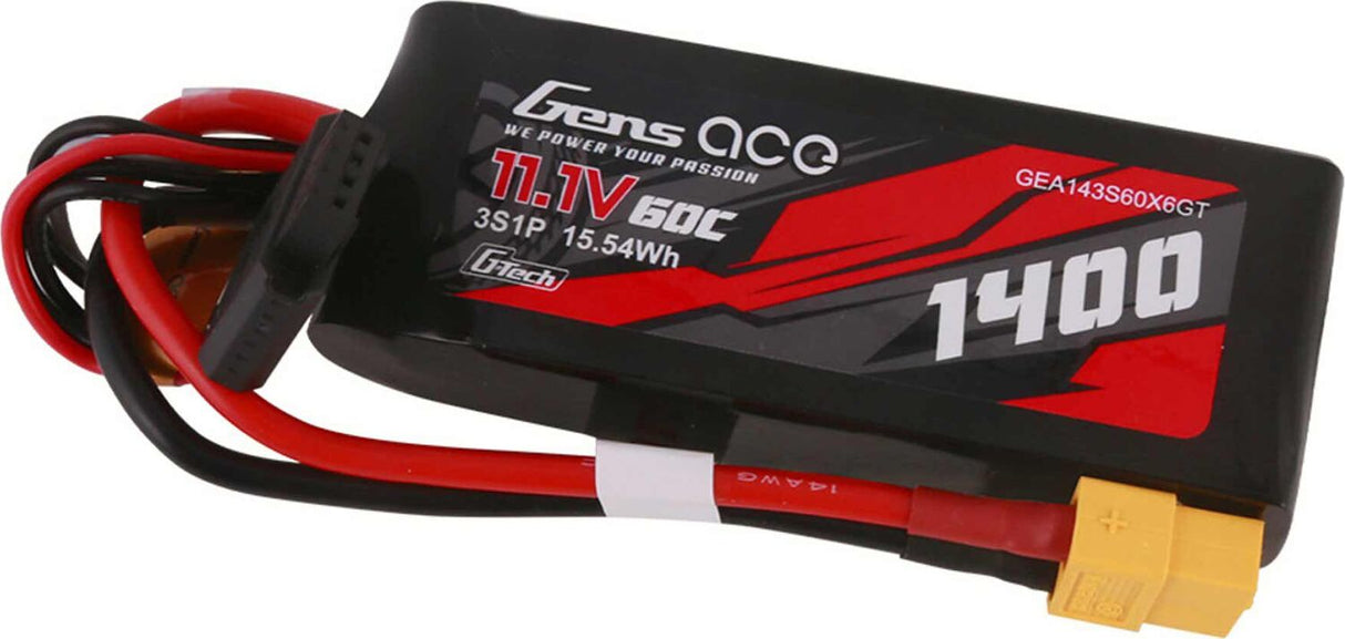 11.1V 1400mAh 3S 60C G-Tech LiPo Battery: XT60