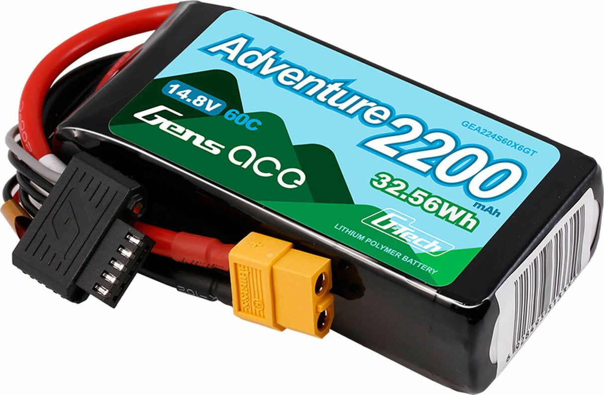 Gens ace 2200mAh 4S 60C 14.8 V G-Tech Adventure Lipo Battery Pack with XT60 Plug