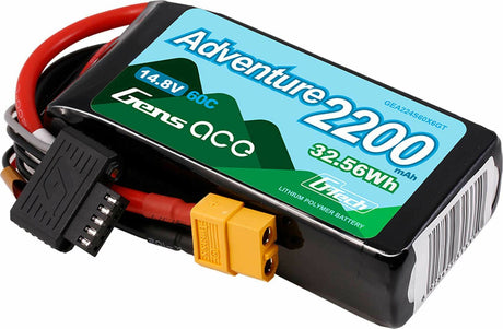 Gens ace 2200mAh 4S 60C 14.8 V G-Tech Adventure Lipo Battery Pack with XT60 Plug