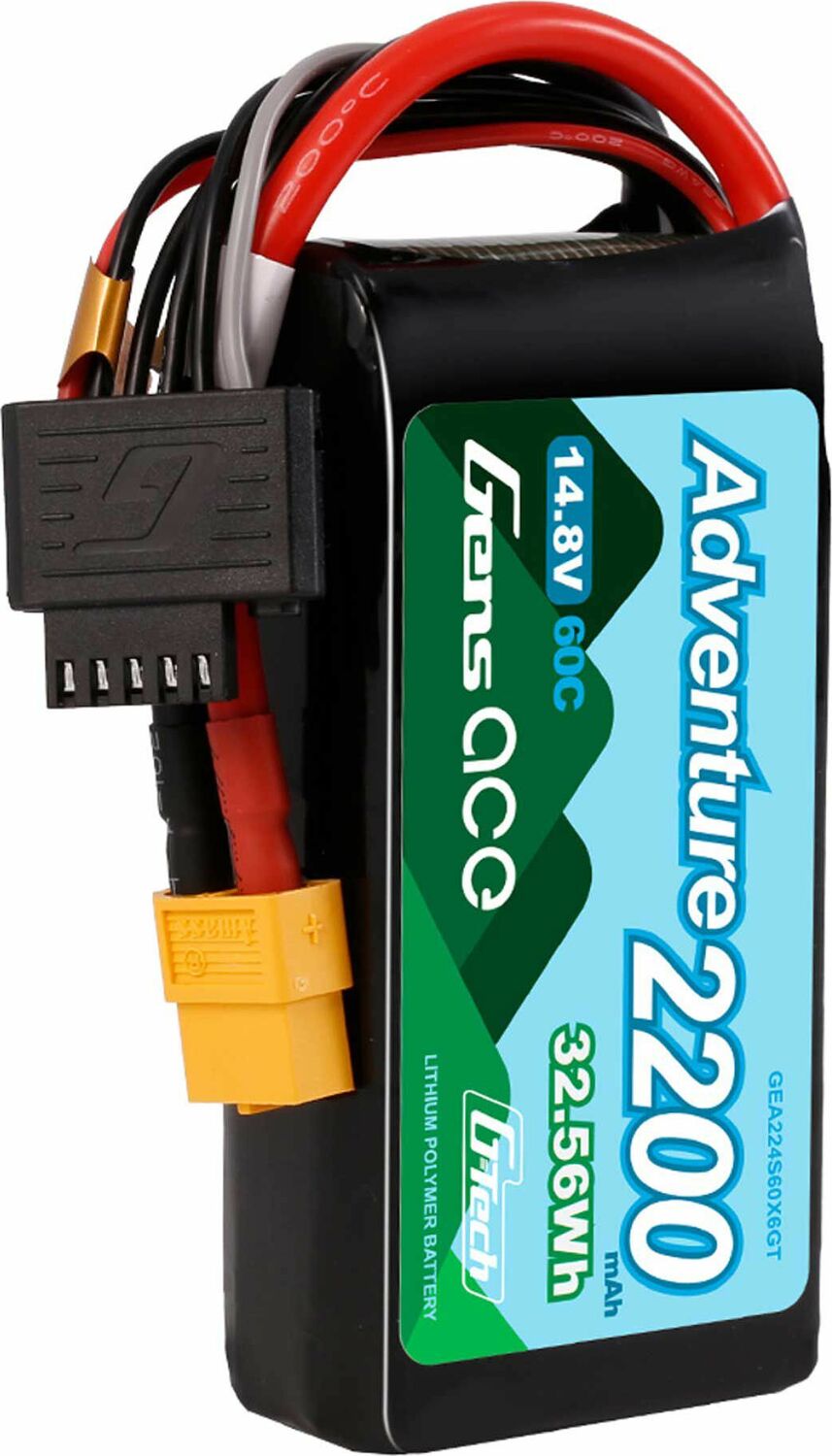Gens ace 2200mAh 4S 60C 14.8 V G-Tech Adventure Lipo Battery Pack with XT60 Plug