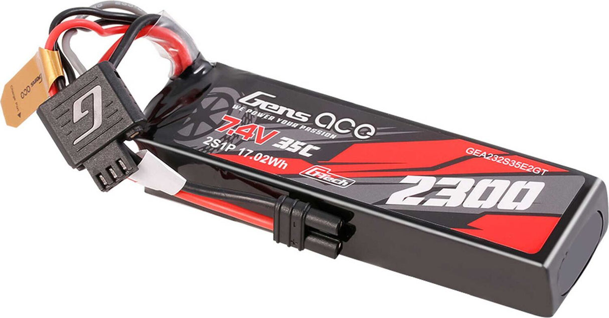 Gens ace 2300mAh 2S 35C 7.4V G-Tech Lipo Battery Pack with EC2 Plug