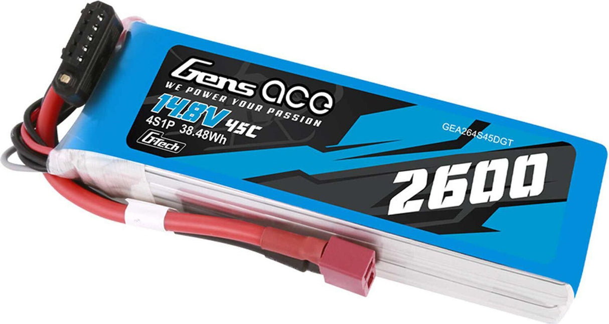 14.8V 2600mAh 4S 45C G-Tech LiPo Battery: Deans