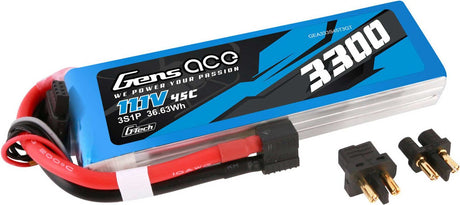 11.1V 3300mAh 3S 45C G-Tech LiPo Battery: EC3/ Deans