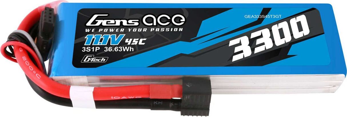 11.1V 3300mAh 3S 45C G-Tech LiPo Battery: EC3/ Deans