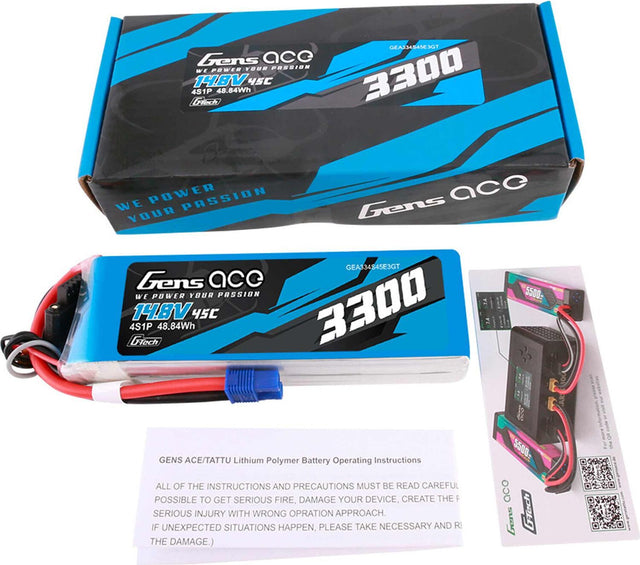 14.8V 3300mAh 4S 45C G-Tech LiPo Battery: EC3
