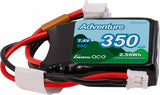 7.4V 350mAh 2S 30C LiPo Battery: JST