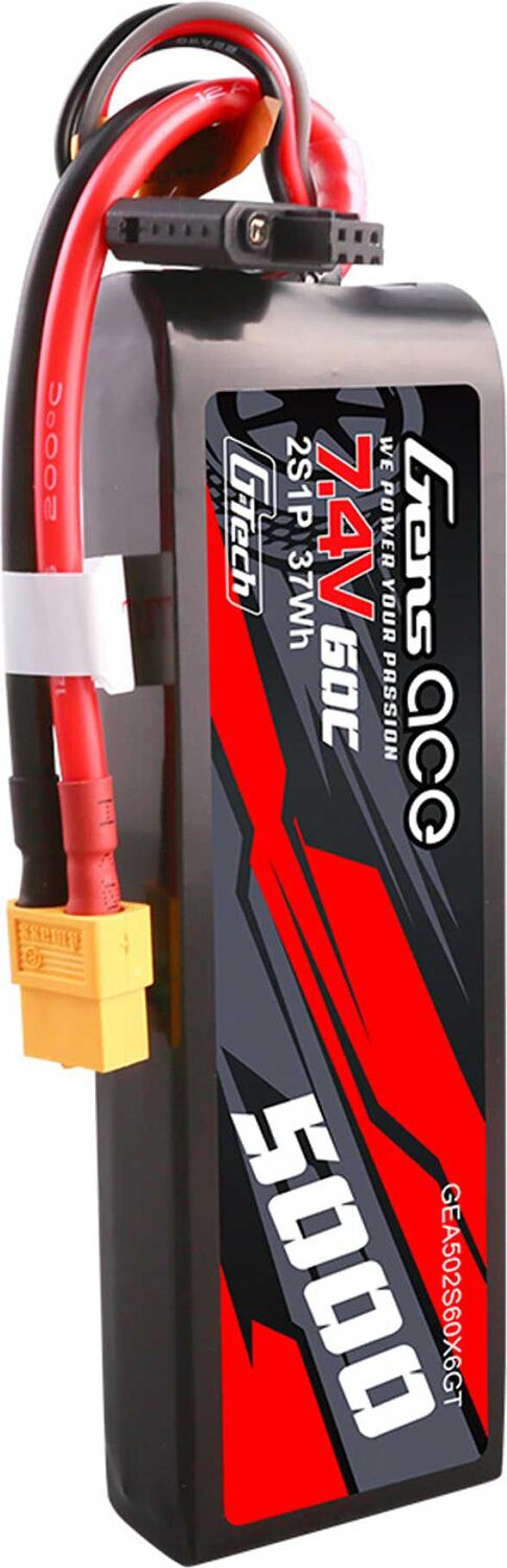 7.4V 5000mAh 2S 60C G-Tech LiPo Battery: XT60