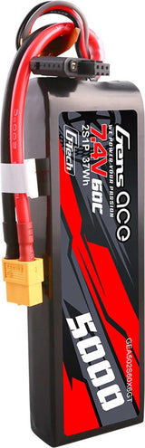7.4V 5000mAh 2S 60C G-Tech LiPo Battery: XT60