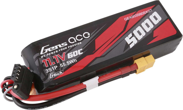 11.1V 5000mAh 3S 60C G-Tech Short-Size LiPo Battery: XT60