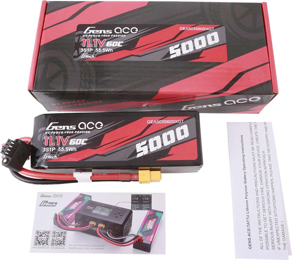 11.1V 5000mAh 3S 60C G-Tech LiPo Battery: XT60