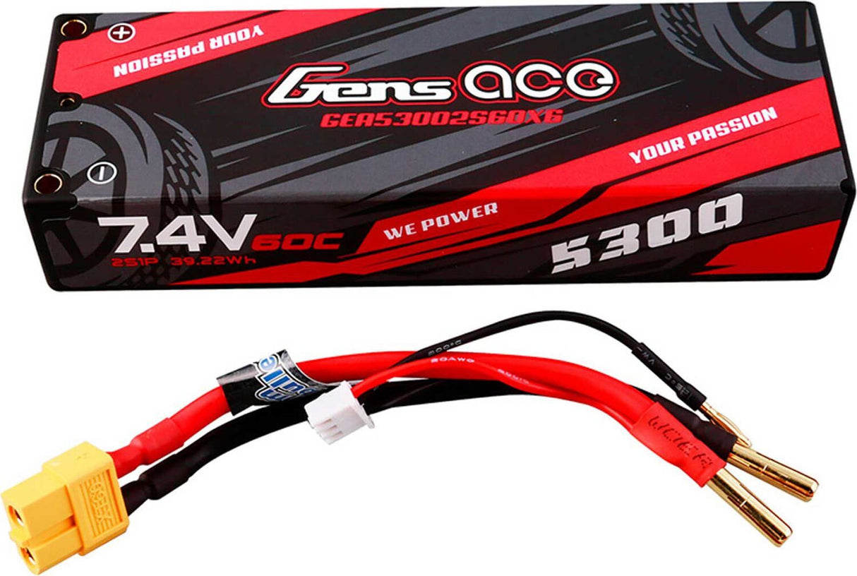 7.4V 5300mAh 2S 60C Hardcase Lipo Battery: XT60