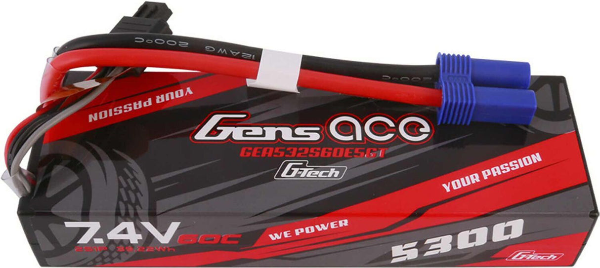 7.4V 5300mAh 2S 60C G-Tech Hardcase LiPo Battery: EC5