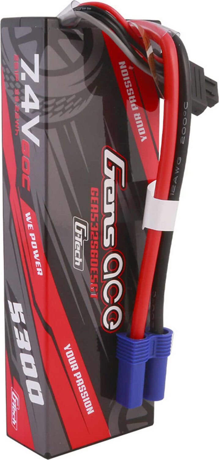 7.4V 5300mAh 2S 60C G-Tech Hardcase LiPo Battery: EC5