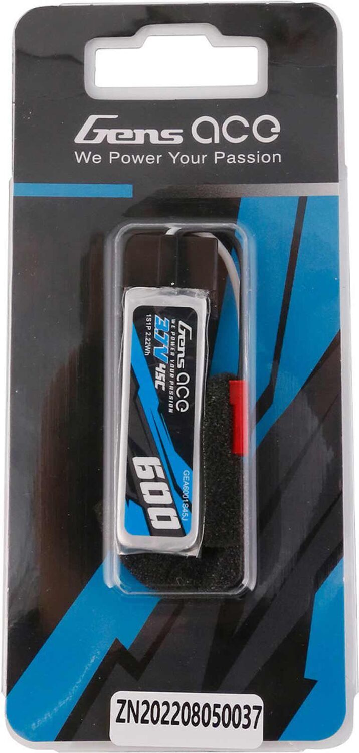 3.7V 600mAh 1S 45C LiPo Battery: JST-RCY