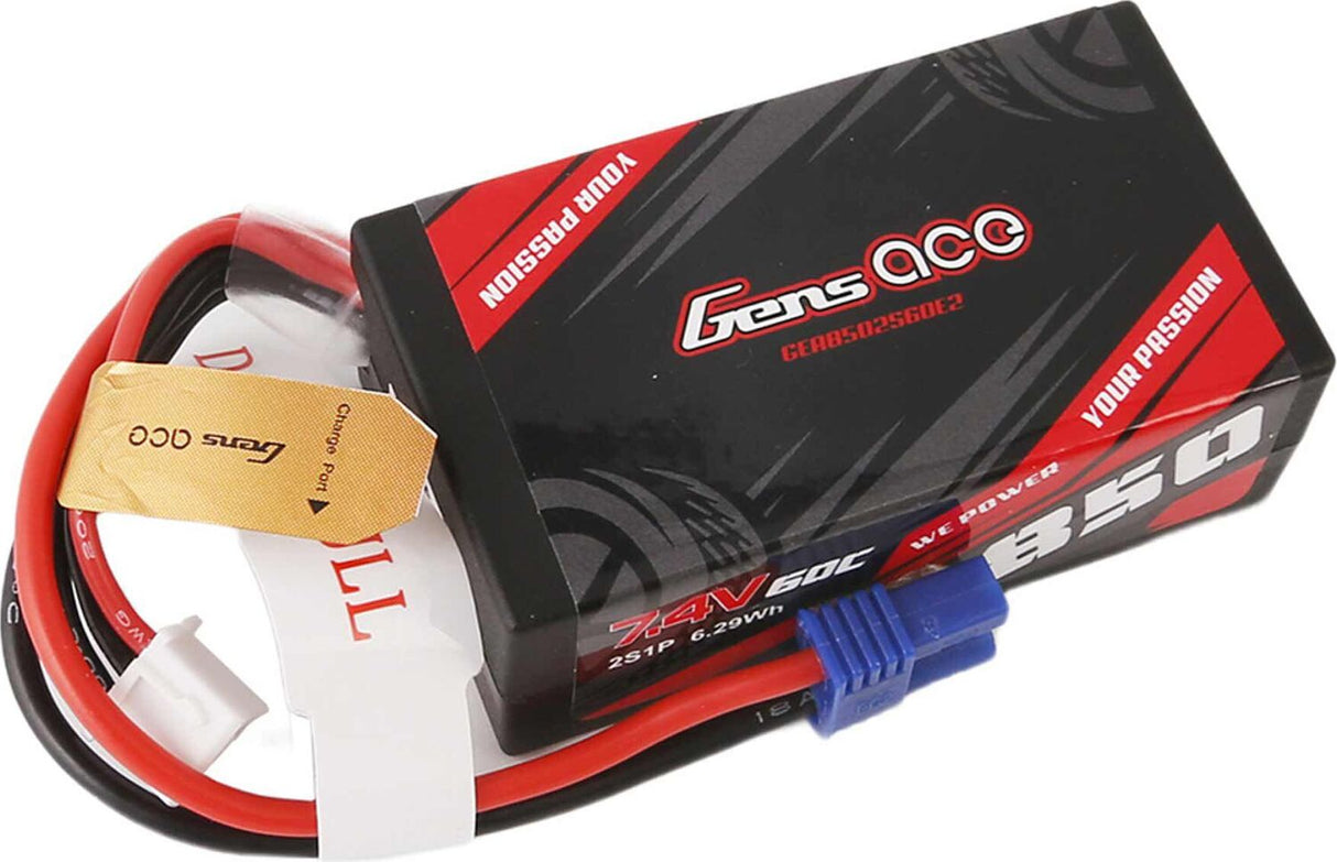7.4V 850mAh 2S 60C Hardcase LiPo Battery: EC2