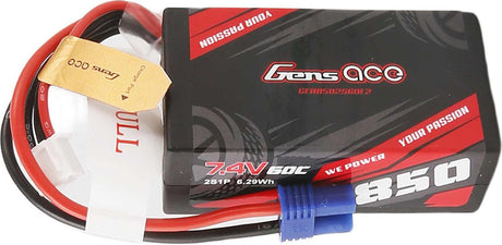 7.4V 850mAh 2S 60C Hardcase LiPo Battery: EC2