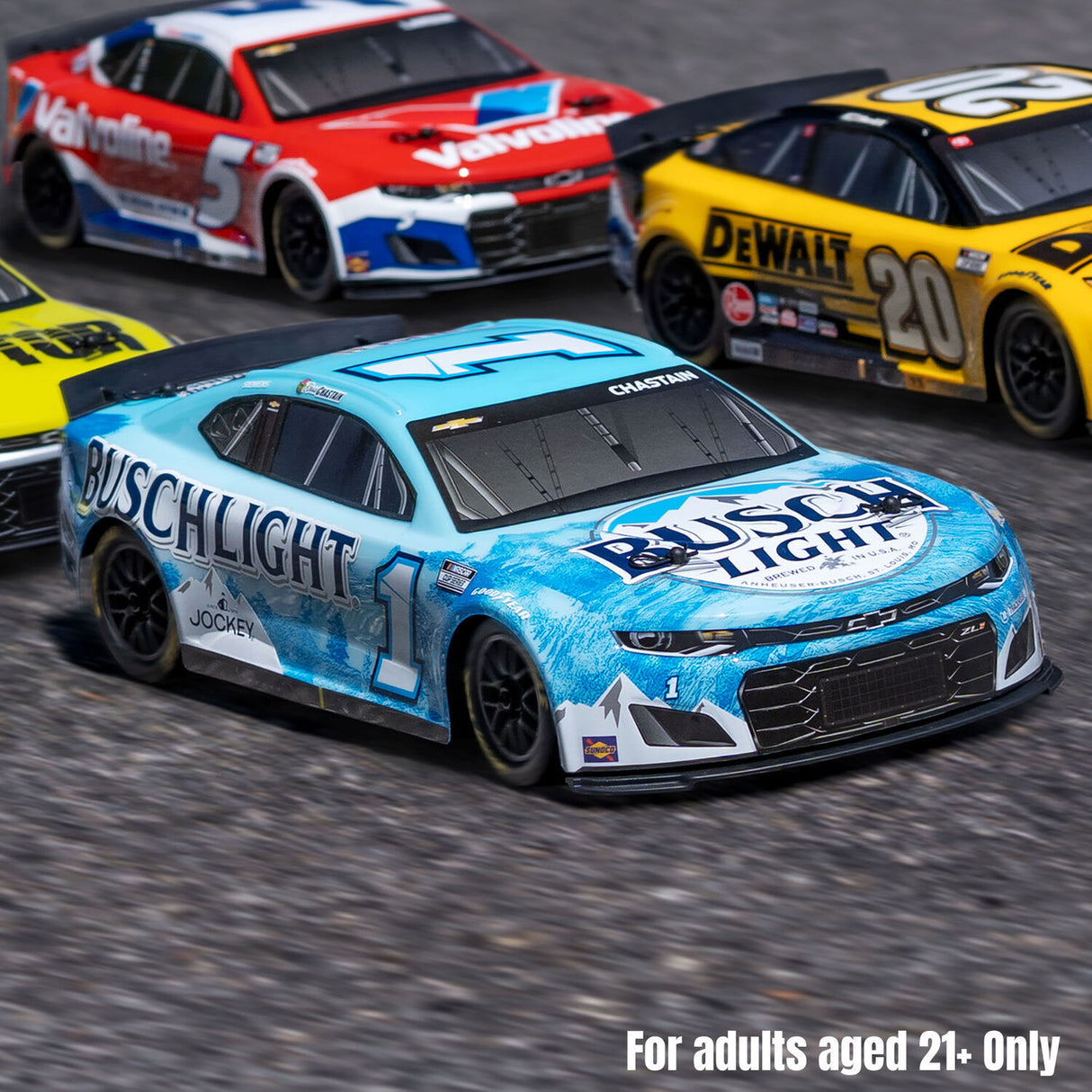 1/12 NASCAR RC Race Car Ross Chastain No. 1 2025 Busch Light Chevrolet ZL1 2S AWD RTR Brushed On-Road (Battery & Charger Included),  Blue