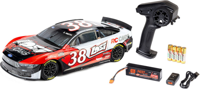 1/12 NASCAR RC Race Car Zane Smith No. 38 2026 Losi Ford Mustang 2S AWD RTR Brushed On-Road (Battery & Charger Included)