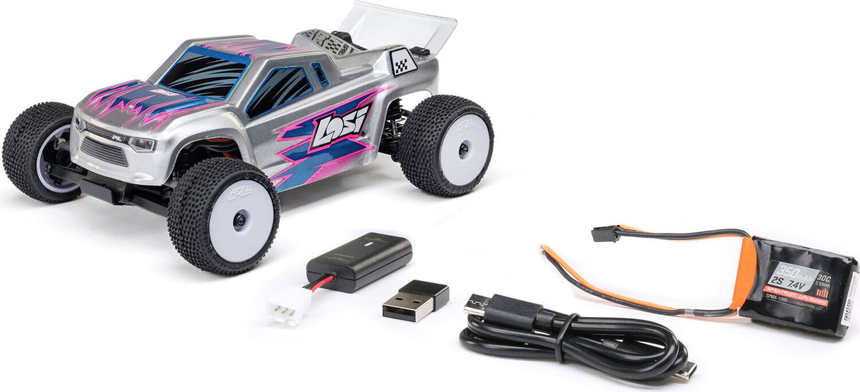 1/28 Micro-T 2S 2WD RTR Stadium Truck (Battery & Charger Included), Silver