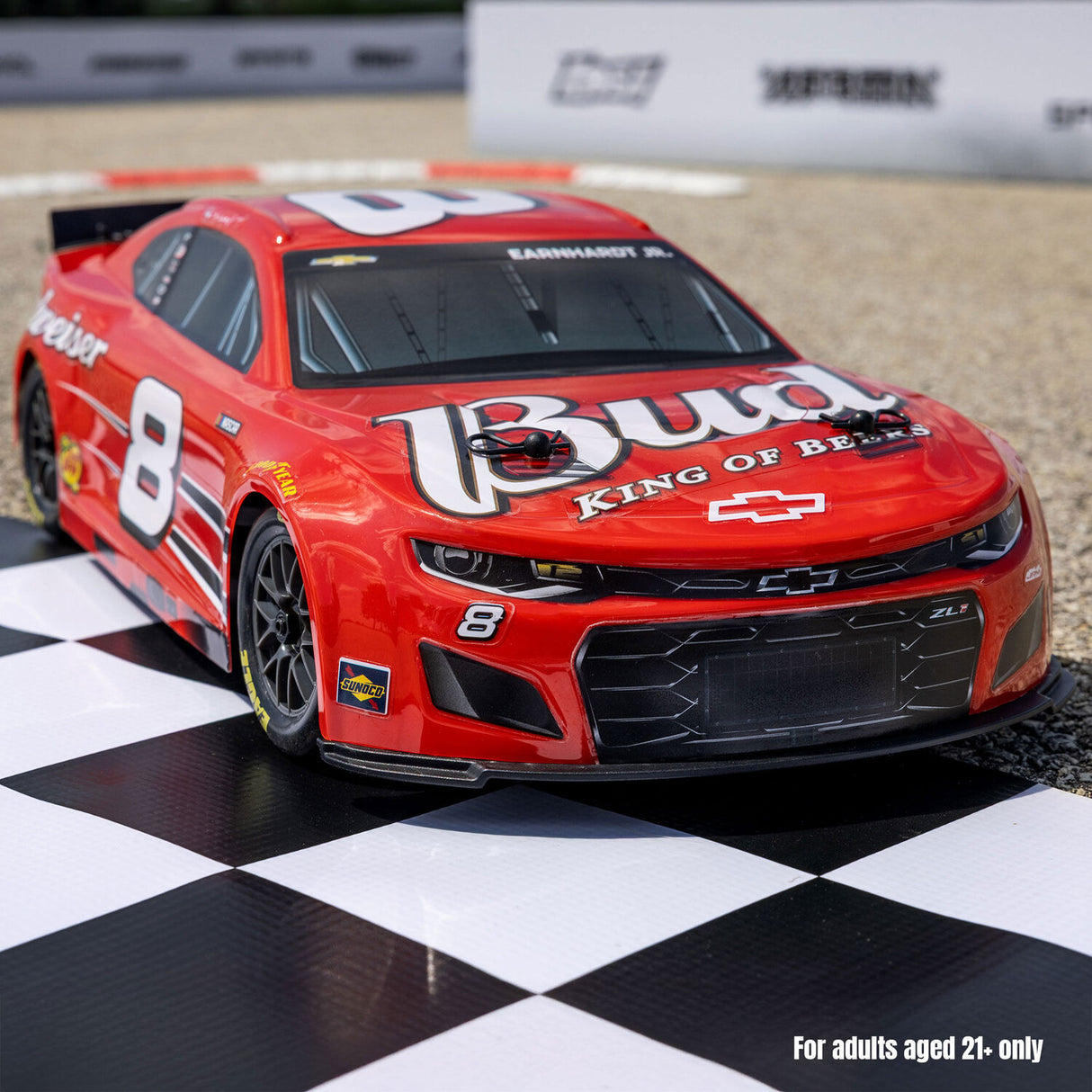 1/12 NASCAR RC Racecar Dale Earnhardt Jr. No. 8 Budweiser Chevrolet ZL1 2S AWD RTR Brushed On-Road (Battery & Charger Included), Red