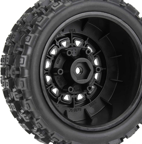 1/10 Badlands MX M2 Fr/Rr 2.2"/3.0" SC Mounted 12mm Blk Raid (2)