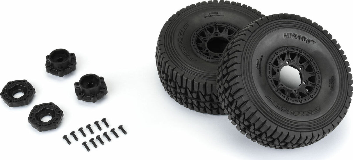 1/7 Mirage TT BELTED F/R Tires MTD 17mm Blk Raid (2): Mojave 6S, UDR