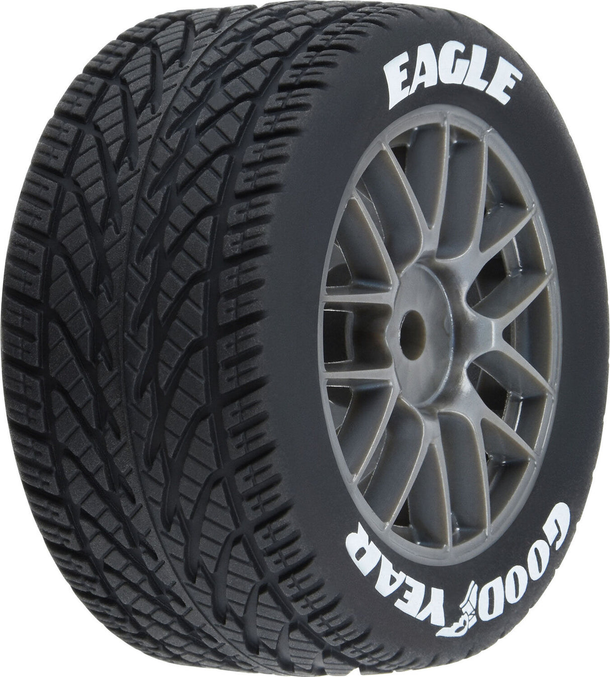 1/12 Goodyear Eagle Wet Tire F/R MTD Gray Wheels (4): Losi NASCAR