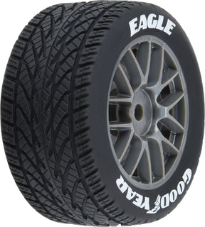 1/12 Goodyear Eagle Wet Tire F/R MTD Gray Wheels (4): Losi NASCAR