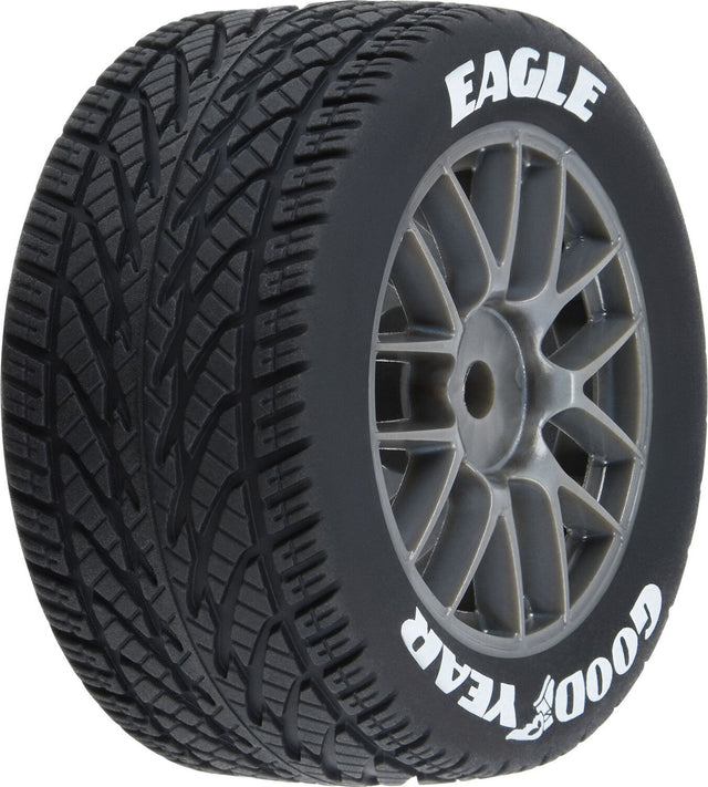 1/12 Goodyear Eagle Wet Tire F/R MTD Gray Wheels (4): Losi NASCAR