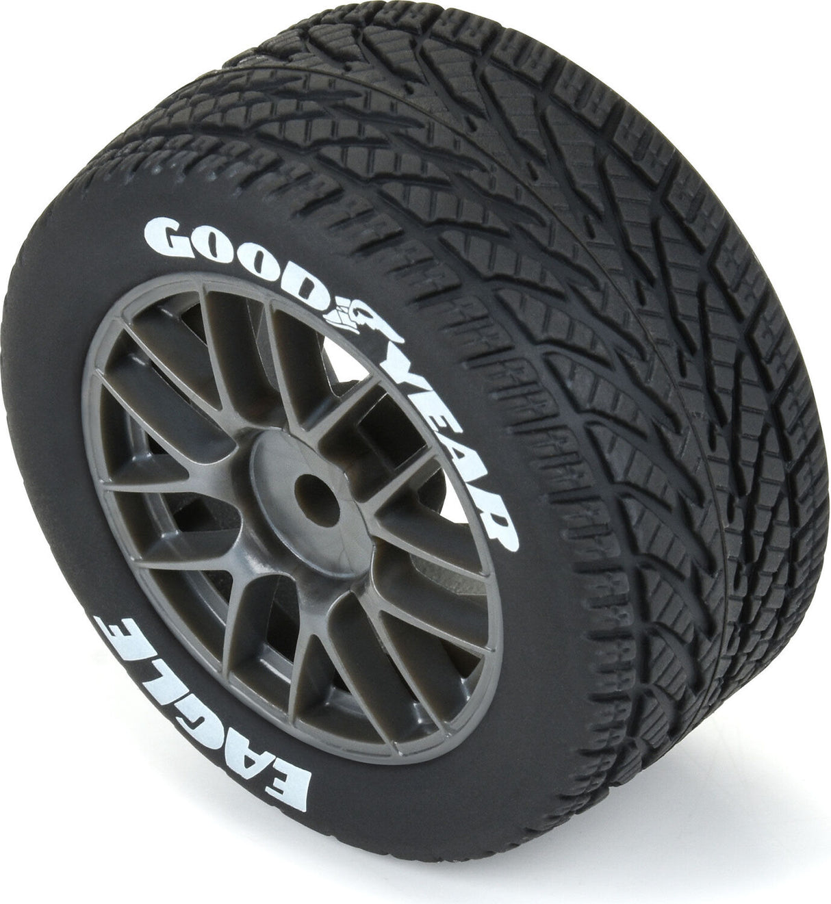 1/12 Goodyear Eagle Wet Tire F/R MTD Gray Wheels (4): Losi NASCAR