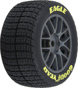1/12 Goodyear Eagle Dirt Tire F/R MTD Gray Wheels (4): Losi NASCAR