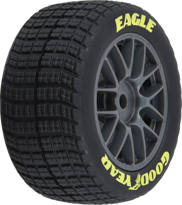 1/12 Goodyear Eagle Dirt Tire F/R MTD Gray Wheels (4): Losi NASCAR