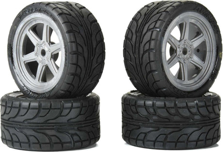 1/12 Avenger Tire Mounted on Overdrive Gray Wheel 8mm Hex (4): Losi Race Car