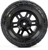 Menace Front/Rear Street Tires Mounted 12mm Black Split Six (2): ARRMA MINI KRATON