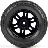 Menace Front/Rear Street Tires Mounted 12mm Black Split Six (2): ARRMA MINI KRATON