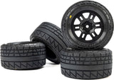 Menace Front/Rear Street Tires Mounted 12mm Black Split Six (2): ARRMA MINI KRATON